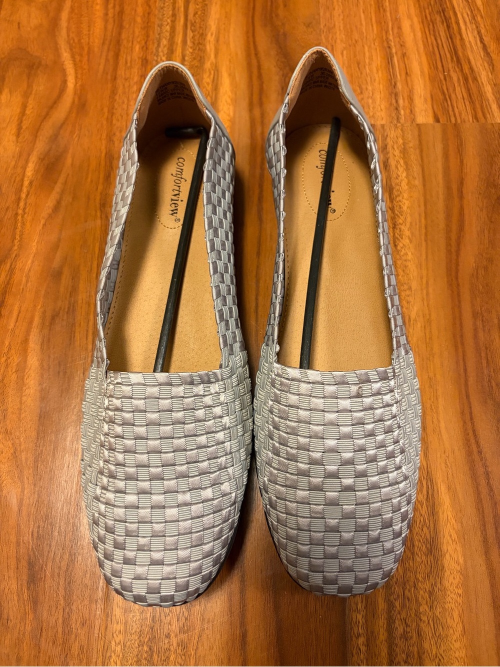 comfortview Silver-Gray Woven Slip-On Flats